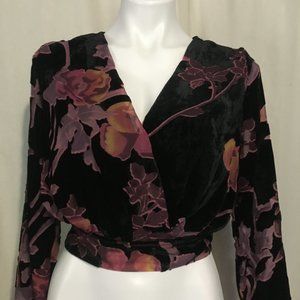 Love + Harmony Velvet / Sheer Floral Crop Top